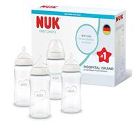 NUK First Choice Biberons | 0+ mois | 240 ml | Biberon anti-colique | Verre | Indicateur de contrôle de la température | Lot de 4