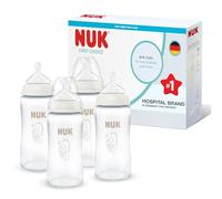 NUK First Choice Biberons | 0+ mois | 240 ml | Biberon anti-colique | Verre | Indicateur de contrôle de la température | Hippocampe | Lot de 4