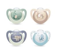 NUK First Choice Day & Night Tétines pour bébé | 0-6 mois | Sucettes orthodontiques phosphorescentes | Apaise 99% des bébés** | Assorti | Lot de 4