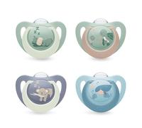 NUK First Choice Day & Night Tétines pour bébé | 6-18 mois | Sucettes orthodontiques phosphorescentes | Apaise 99% des bébés** | Assorti | Lot de 4
