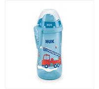 NUK First Choice+ Flexi Cup Bouteille d'apprentissage à partir de 12 mois | étanche avec paille clip et capuchon protection sans BPA 300 ml camion pompier (bleu)