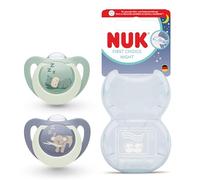 NUK First Choice Night Sucettes pour bébé | 0-6 mois | Sucettes orthodontiques phosphorescentes | Apaise 99% des bébés** |Hippopotame/Koala | Lot de 2