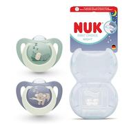 NUK First Choice Night Sucettes pour bébé | 6-18 mois | Sucettes orthodontiques phosphorescentes | Apaise 99% des bébés** |Hippopotame/Koala | Lot de 2