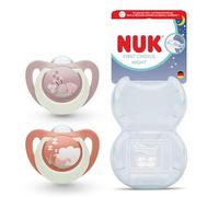 NUK First Choice Night Sucettes pour bébé | 6-18 mois | Sucettes orthodontiques phosphorescentes | Apaise 99% des bébés** | Lapin/Mouton | Lot de 2