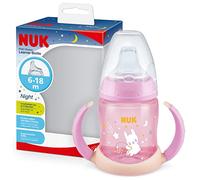 NUK First Choice Sippy Cup Night | 6-18 mois | 150 ml | Brille dans le noir | Poignées et bec orthodontique en silicone | Anti-fuite | Sans BPA | Rose
