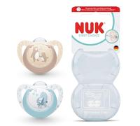 NUK First Choice Sucettes pour bébé | 0-6 mois | Sucettes orthodontiques | Apaise 99% des bébés** | Ours/Cheval | Lot de 2