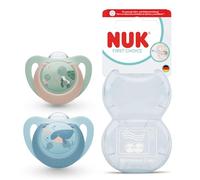 NUK First Choice Sucettes pour bébé | 6-18 mois | Sucettes orthodontiques | Apaise 99% des bébés** | Tortue/Baleine | Lot de 2