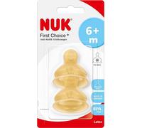 NUK First Choice+ Tétine en latex, pour une sensation naturelle de boire, forme adaptée à la mâchoire, taille 2 (6-18 mois et +) M pour le lait, 2 pièces