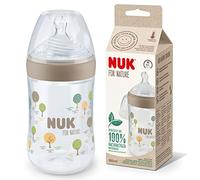 NUK for Nature Biberon | Tétine moyenne | 260 ml | Tétine en silicone durable avec ventilation anti-colique | Contrôle de la température | Sans BPA | Beige