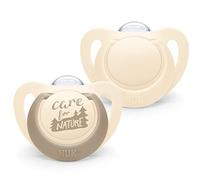 NUK for Nature Lot de 2 tétines pour bébé de 6 à 18 mois en silicone durable fabriquées à partir de matières premières 100% naturelles Crème