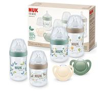 NUK for Nature Perfect Start Coffret de biberons | 0-18 mois | Tétine en silicone imitant le sein | 4 biberons anti-coliques, 2 tétines | Matériaux durables et sans BPA | Lot de 6 pièces