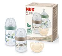NUK for Nature Start Lot de 4 biberons et tétines, 0 à 6 mois, matières premières 100% naturelles, 2 biberons (150 ml et 260 ml), 2 tétines en silicone, sans BPA, 4 pièces