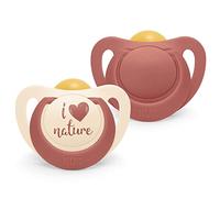 Nuk for Nature sucette bébé, 6-18 mois, Sucettes en caoutchouc durable, Composée à plus de 98% de matériaux bruts naturels, Rouge terracotta, 2 pièces