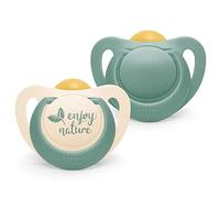 Nuk for Nature Tétine bébé, 18-36 mois, Sucettes en caoutchouc durable, Composée à plus de 98% de matériaux bruts naturels, Vert eucalyptus, 2 pièces