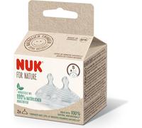 NUK for Nature Tétine de rechange en silicone pour biberon | Petite taille (0-6 mois) | Inspirée du sein maternel | Valve anti-coliques | Matériaux durables et sans | 2 pièces