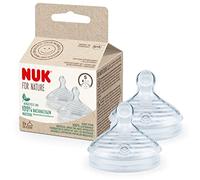 NUK for Nature Tétines pour biberons | Petite taille | 0-6 mois | Tétine anti-colique en silicone imitant le sein | Sans BPA | Lot de 2