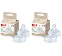 NUK for Nature Tétines pour biberons | Petite taille | 0-6 mois | Tétine anti-colique en silicone imitant le sein | Lot de 4