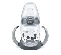 NUK Gobelet d'apprentissage Disney First Choice - 6-18 mois - Contrôle de la température - Bec en silicone anti-fuite - Anti-colique - Sans BPA - 150 ml - Mickey Mouse (gris)