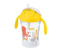 NUK Gobelet d'apprentissage en polypropylène (PP) - 230 ml - Paille souple et anti-fuite - Poignées ergonomiques - 8 mois et plus - Sans BPA - Jaune