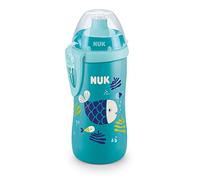NUK Junior Cup Gourde avec effet caméléon - 18 mois et plus - Avec changement de couleur - Gobelet d'apprentissage anti-fuite avec bec poussoir - Clip et capuchon de protection - Sans BPA - 300 ml