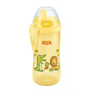Nuk Kiddy Cup Gobelet en Polypropylène (PP) pour enfant à partir de 12 mois | 300 ml | Bec verseur renforcé anti-fuite | Clip et bouchon de protection | Sans BPA | Jaune