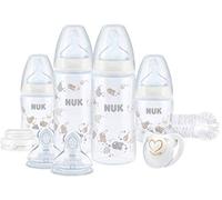 NUK Kit Biberons First Choice+ (150ml x2 et 300ml x2) avec Sucette Genius, Goupillon et Tétines, anti colique, Sans BPA, neutre