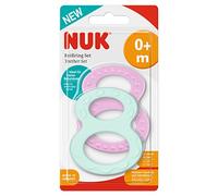 NUK Lot de 2 anneaux de dentition avec différentes surfaces - À partir de 0 mois - Multicolore