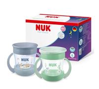 NUK Lot de 2 mini gobelets magiques | 6 mois et plus | 160 ml | Bord anti-déversement à 360° | Pour tout-petits avec poignées antidérapantes | Gobelet standard et phosphorescent | Hippopotame et
