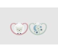 NUK Lot de 2 tétines Space Night en silicone, 6-18 m, bleu/menthe