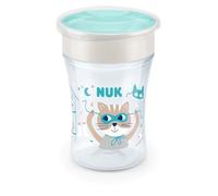 NUK Magic Cup Gobelet à bec, Bord anti-déversement à 360°, 8 mois et plus, Anti-fuite et sans BPA, 230 ml, Chat bleu 10255604