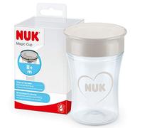 NUK Magic Cup Tasse d’Apprentissage | Bordure 360° Antifuites, pour Bébé 8+ Mois | 230 ml, Gris et Blanc