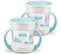 NUK Mini Magic Cup Tasse antifuite | Rebord antifuite 360° | À partir de 6 mois | Poignées ergonomiques | Sans bisphénol A | 160 ml | Neutre | Lot de 2