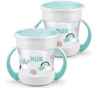 NUK Mini Magic Cup Tasse antifuite | Rebord antifuite 360° | À partir de 6 mois | Poignées ergonomiques | Sans bisphénol A | 160 ml | Neutre | Lot de 2