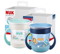 NUK Mini Magic Cup Night Tasse antifuite |6pk+ mois | 160 ml | Bord antifuite à 360° pour boire de tous les côtés | Brille dans le noir | Poignées ergonomiques | Lion (bleu) | Lot de6pk pièces