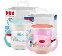 NUK Mini Magic Cup Nuit Tasse d’Apprentissage | 6+ mois | 160 ml | Bord antifuite à 360° pour boire de tous les côtés | Brille dans le noir | Poignées ergonomiques | Lapin (Rose) | Lot de 2