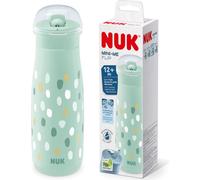 NUK Mini-Me Flip avec paille pour les tout-petits | à partir de 12 mois | 450 ml | Biberon | Goulot stable anti-fuite | incassable | Menthe/Points