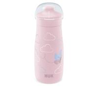 NUK Mini-Me gourde pour enfant/bébé | 9+ mois | 300 ml | Tasse pour enfant anti-fuite avec bec renforcé | Résistant aux chocs | Papillon rose