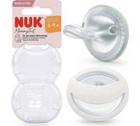 NUK MommyFeel Sucette pour bébé | 0-9 mois | Sucettes compatibles avec l'allaitement | Silicone sans BPA | Menthe et blanc cassé | Lot de 2