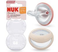 NUK MommyFeel Sucette pour bébé | 0-9 mois | Sucettes compatibles avec l'allaitement | Silicone sans BPA | Rosé et ocre | Lot de 2