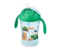 NUK Motion Cup Gobelet d'apprentissage, 230 ml, paille souple anti-fuite, poignées ergonomiques, pour enfants de 8 mois et plus, sans BPA, vert