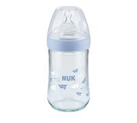 NUK Nature Sense Biberon en verre avec tétine en silicone imitation poitrine Bleu 240 ml