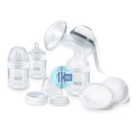 NUK Kit d’allaitement Nature Sense – Tire-lait manuel, coussinets Ultra Dry Comfort Claire, 6 unités