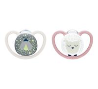 NUK Perfect Match Air Night 6-18 m tétine Firefly/Sheep 2 pcs