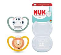 NUK Perfect Match Air Sucettes pour bébé | 6-18 mois | Sucettes orthodontiques favorisant l’aération et prévenant l’irritation | 95% d’acceptation par les bébés** | Zèbre/Lion | 2 unités