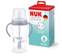 NUK Perfect Match Tasse d’apprentissage avec paille pour bébé | 8+ mois | 260 ml | Tasse avec paille anti-fuite pour bébé | Poignées antidérapantes | Bleu | Lot de 1