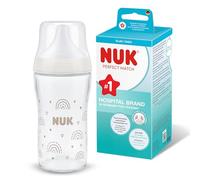 NUK Perfect Match Biberon | 3+ mois | 230 ml | Biberon anti-coliques | Verre | Indicateur de contrôle de température | Arc-en-ciel | Lot de 1