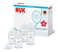 NUK Perfect Match Biberons | 0-3+ mois | 120 ml & 230 ml | Biberon anti-coliques | Verre | Indicateur de contrôle de température | Arc-en-ciel | Lot de 4