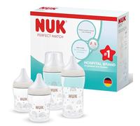 NUK Perfect Match Biberons | 0-6+ mois | 150 ml & 260 ml | Biberon anti-coliques | PP | Indicateur de contrôle de température | Arc-en-ciel | Lot de 4
