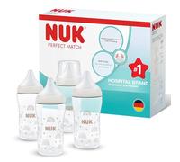 NUK Perfect Match Biberons | 3+ mois | 260 ml | Biberon anti-coliques | PP | Indicateur de contrôle de température | Arc-en-ciel | Lot de 4