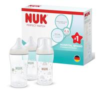 NUK Perfect Match Biberons | 3+ mois | 260 ml | Biberon anti-coliques | PP | Indicateur de contrôle de température | Arc-en-ciel/Mouton | Lot de 3